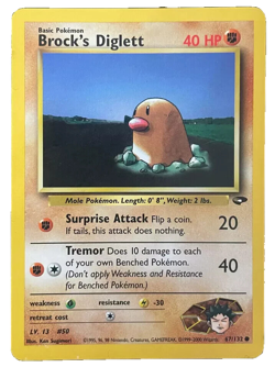 Brock's Diglett 67/132 Gym Challenge Pokemon Card LP - Image 1