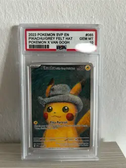 2023 Pokemon Pikachu Van Gogh Grey Felt Hat Promo #085 PSA 10 GEM MINT FAN ART - Image 1