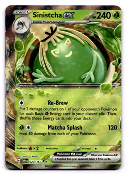 Sinistcha ex 23/167 RR - ERROR/MISCUT Pokemon TCG SV06: Twilight Masquerade NM - Image 1