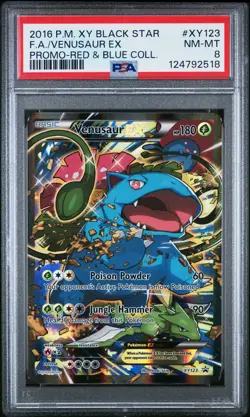 2016 POKEMON XY BLACK STAR PROMO RED & BLUE COLL FULL ART/VENUSAUR EX PSA 8 - Image 1