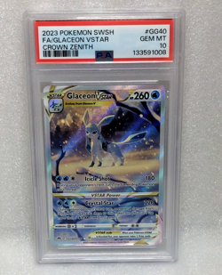 2023 POKEMON SWORD & SHIELD CROWN ZENITH #GG40 FULL ART/GLACEON VSTAR PSA 10 - Image 1