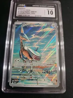 Pokemon TCG Skarmory 209/191 Surging Sparks Illustration Rare Holo Card CGC 10 - Image 1