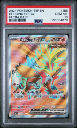 2024 POKEMON TEF EN-TEMPORAL FORCES ULTRA RARE #188 GOUGING FIRE EX PSA 10 - Image 1