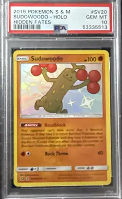 Pokemon TCG Sudowoodo SV20/SV94 Shiny Holo Rare Hidden Fates PSA 10 - Image 1
