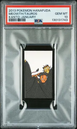 2013 POKEMON HANAFUDA KANTO JANUARY MEOWTH/TAUROS PSA 10 - Image 1