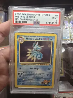 2000 POKEMON GYM HEROES HOLO-PRERELEASE #9 MISTY'S SEADRA PSA 9 - Image 1