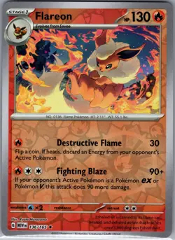 Flareon 136/165 Reverse Holo SV: Scarlet & Violet 151 - Pokemon Card - NM - Image 1