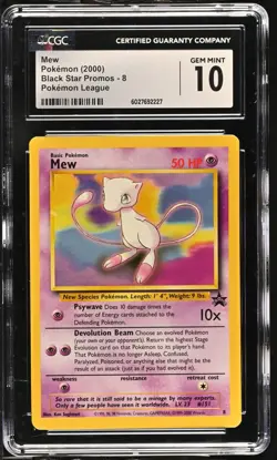 2000 Pokemon League Black Star Promo MEW Non Holo #8 CGC 10 GEM MINT - Image 1