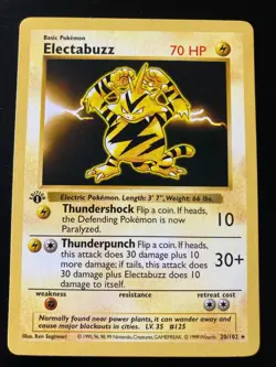 Pokemon 1st Edition Shadowless Electabuzz 20/102 Base Set Excellent/ NM Cond. - Image 1