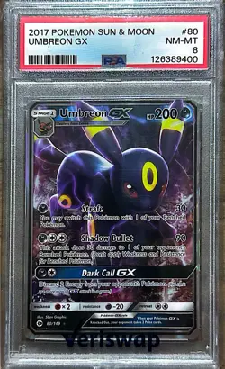 Pokemon TCG Umbreon GX 80/149 Sun & Moon Base Set Ultra Rare PSA 8 - Image 1
