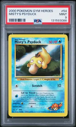 2000 Pokemon Gym Heroes #54 Misty's Psyduck PSA 9 MINT - Image 1