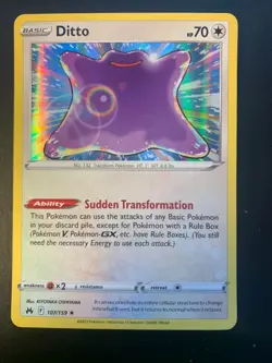 Pokemon TCG Ditto Crown Zenith Holo Card 107/159 Rare, Near Mint Condition - Image 1