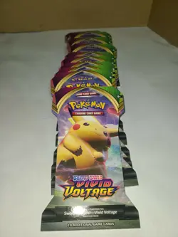 POKEMON VIVID VOLTAGE SWORD & SHIELD X 10 PACK LOT SLEEVED NEW SEALED SAME COVER - Image 1