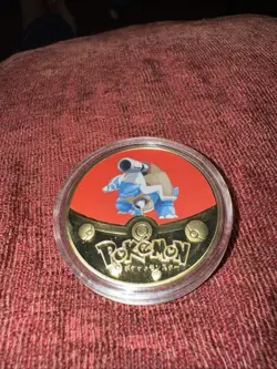 Pokemon Blastoise High Quality Rare Collectible Metal Gold Plated Coin Sealed - Image 1
