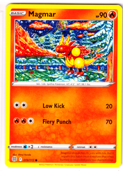 Magmar 19/172 Brilliant Stars ENGLISH Common 2022 Near Mint Pokemon - Image 1
