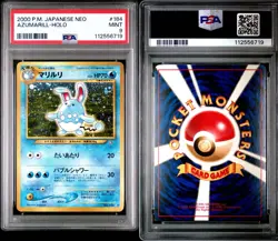 Pokemon Azumarill Neo Japanese Holo Rare #184 PSA 9 Mint - Image 1