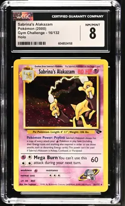 Pokemon Gym Challenge SABRINA'S ALAKAZAM Holo CGC 8 (4158) Graded Power - Image 1