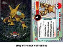 1999 Pokemon, Topps Chrome, #65 Alakazam, Foil - Image 1