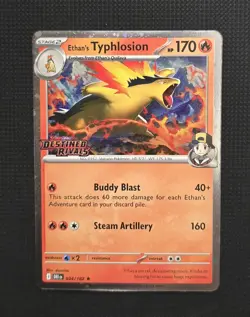 Ethan's Typhlosion 034/182 Pre Release STAMPED Promo Destined Rivals Pokemon - Image 1