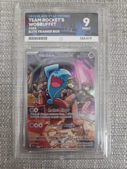 Pokemon Destined Rivals Team Rocket's Wobbuffet Black Star Promo Ace Graded 9 - Image 1