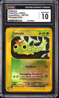 2002 POKEMON EXPEDITION REVERSE HOLO CATERPIE CGC 10 - Image 1