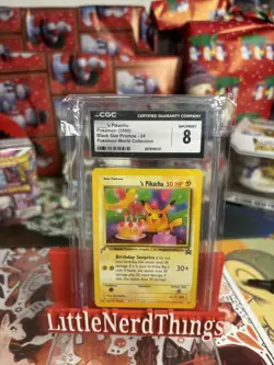 Pokemon TCG Birthday Pikachu #24 2000 Promo Black Star World Collection NM Cgc 8 - Image 1