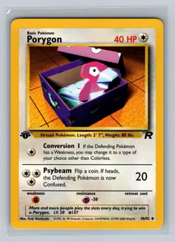 Porygon 1st Edition Pokemon TCG Team Rocket 48/82 NM - Image 1