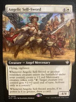 English - MTG Angelic Sell-Sword - Extended Art - Outlaws Of Thunder Junction - Image 1