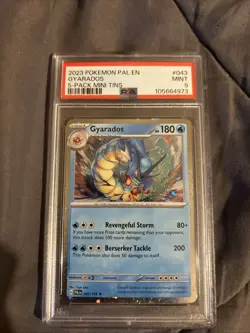 2023 Pokemon Gyarados PSA 9 Mint #043 Paldea Evolved 5-Pack Mini Tins Cosmic - Image 1
