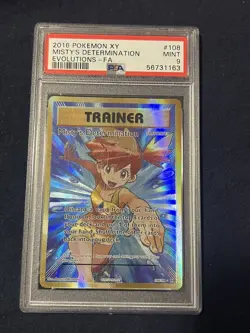 2016 POKEMON XY EVOLUTIONS #108 FULL ART/MISTY'S DETERMINATION PSA 9 - Image 1