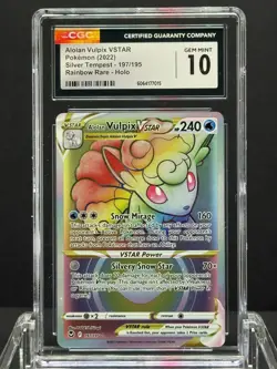 Pokemon Silver Tempest Alolan Vulpix VSTAR Rainbow Secret Rare #197/195 CGC 10 - Image 1
