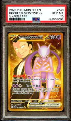 PSA 10 GEM MINT Team Rocket's Mewtwo Ex 240/182 SECRET RARE Pokemon Card 006 - Image 2