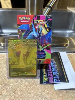 Mega Charizard X EX Phantasmal Flames 130/94 Mega Ultra Rare Gold Card In Hand - Image 1