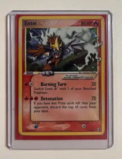 Pokemon Card-Entei-Gold Star-Holo-Unseen Forces-113/115-ENG-Very Played - Image 1