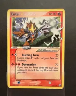 Pokemon Card-Entei-Gold Star-Holo-Unseen Forces-113/115-ENG-Very Played - Image 3