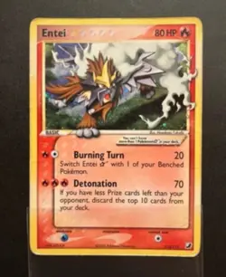 Pokemon Card-Entei-Gold Star-Holo-Unseen Forces-113/115-ENG-Very Played - Image 4