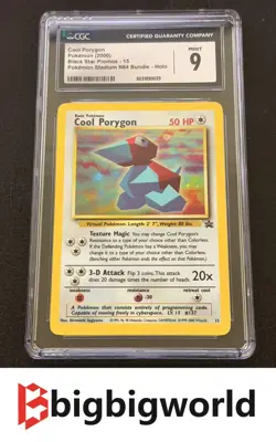 CGC9 Pokemon 2000 Black star Promo Coll Porygon Holo #15 - Image 1