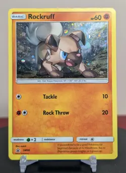 Pokemon Rockruff #SM06 Sun & Moon Black Star Promo Cosmos Holo - Image 1