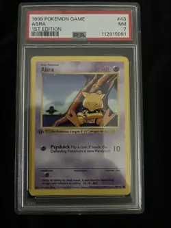 PSA 7 1st Edition Abra 43/102 Base Set Pokemon 1999 - Image 1