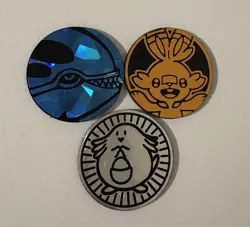 Pokemon Trading Plastic holo shiny Flip Coins Lot Of 3 Chansey Kyogre Scorbunny - Image 1