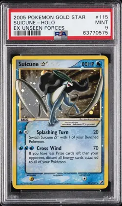2005 POKEMON EX UNSEEN FORCES GOLD STAR #115 SUICUNE-HOLO PSA 9 - Image 1