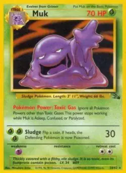Lightly Played Muk - 28/62 - Rare - Unlimited Edition Pokemon Fossil - Image 1