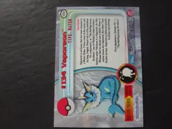 2000 Topps Pokemon Series 3 Rainbow Foil #134 Vaporeon TV Animation 1st Edition - Image 2