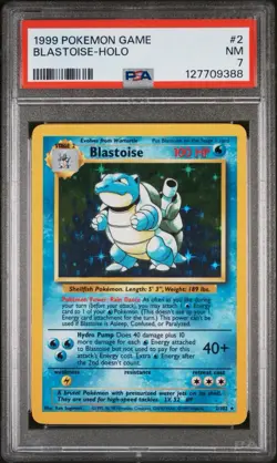 1999 Pokemon Base Set Game Blastoise Holo #2 PSA 7 NM - Image 3