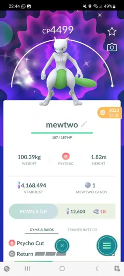 Pokemon Go Shiny Legendary Mewtwo ( High cp )( Purified) - Image 1