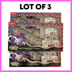 LOT OF 3 Pokemon Paldean Fates Great Tusk Iron Threads EX Premium Collection - Image 1