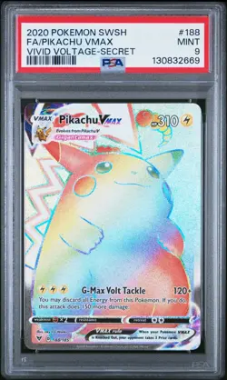 2020 Pokemon SWSH Vivid Voltage Pikachu VMAX 188/185 Secret Rare PSA 9 - Image 1