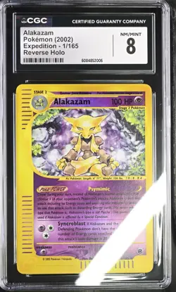 Alakazam Pokemon (2002) Expedition 1/165 Reverse Holo CGC 8 - Image 1