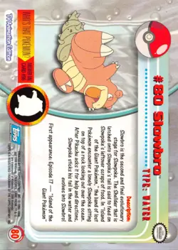 Slowbro #80 - BLUE LOGO - SILVER HOLO - SERIES 2 - TOPPS Pokemon CARD - LP - Image 2