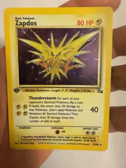 1999 Pokemon - 1st Edition Zapdos Holo Rare - Fossil 15/62 WOTC Legendary Bird - Image 1
